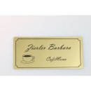 Name sign, trophy label, warning sign, doorplate made from flexible, thin, synthetic material
