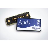 Engraved business card made from flexible, thin synthetic material, 8.5 x 5.5 cm, 0.5 mm thick